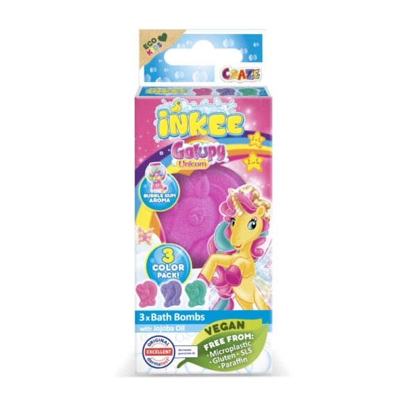 Craze - Bombe de baie Inkee 3 buc asortate in forma de unicorn - CRZ55113