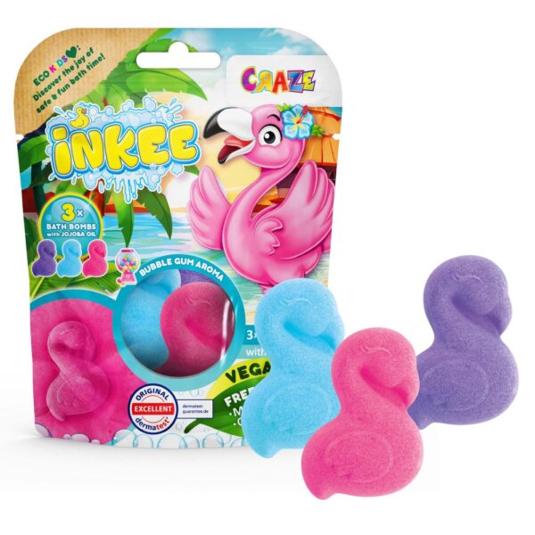 Craze - Bombe de baie Inkee 3 buc asortate in forma de Flamingo - CRZ55380