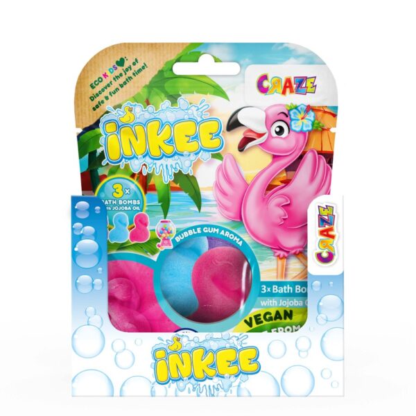 Craze - Bombe de baie Inkee 3 buc asortate in forma de Flamingo - CRZ55380