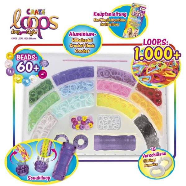 Craze - Set de creatie cu 1000 de elastice pentru confectionare bijuterii - CRZ59661