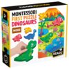 MU59025-RGB-1 Headu - Montessori primul meu puzzle cu Dinozauri ce include 4 forme din lemn - HE59025