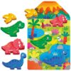 MU59025-RGB-2 Headu - Montessori primul meu puzzle cu Dinozauri ce include 4 forme din lemn - HE59025