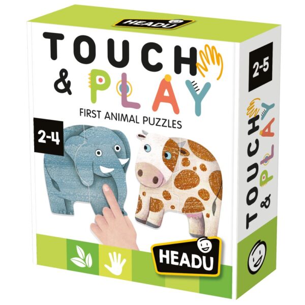Headu - Puzzle Tactil contur Animale cu piese mari 2-4 ani - HE60797