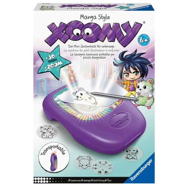 Ravensburger - Set de desenat Xoomy aparat portabil cu lampa si 30 de sabloane stil Manga - RVSAC23533