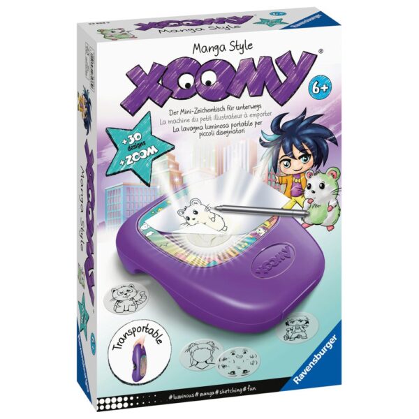 Ravensburger - Set de desenat Xoomy aparat portabil cu lampa si 30 de sabloane stil Manga - RVSAC23533