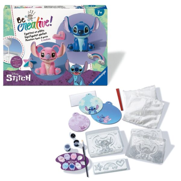 Ravensburger - Be Creative Set maxi de creatie figurine Stitch din ipsos include 8 creatii - RVSAC23877