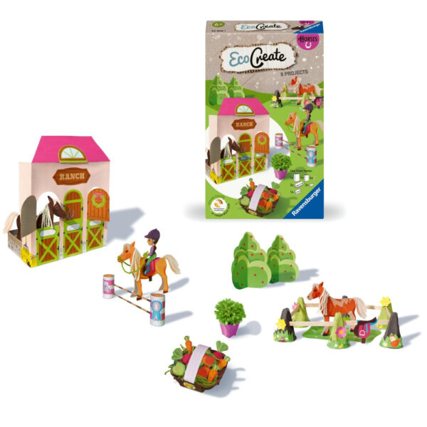 Ravensburger - Eco Create Set de creatie ferma de cai ce include 6 proiecte - RVSAC23919