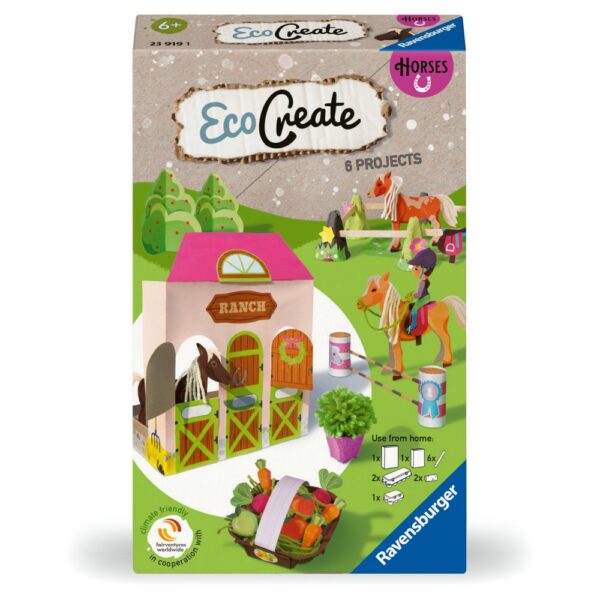 Ravensburger - Eco Create Set de creatie ferma de cai ce include 6 proiecte - RVSAC23919
