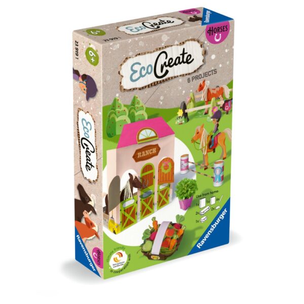 Ravensburger - Eco Create Set de creatie ferma de cai ce include 6 proiecte - RVSAC23919