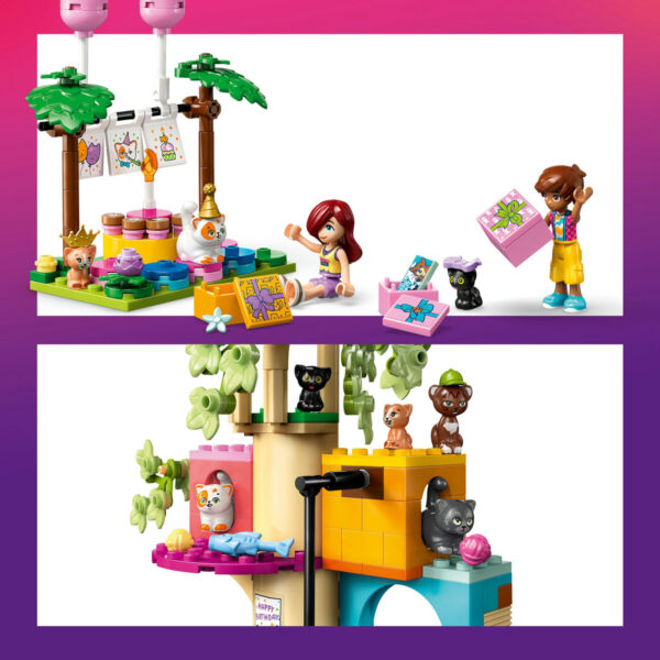 LEGO Friends - Petrecere de ziua de naştere a pisicii şi căsuţă în copac 42666, 321 piese