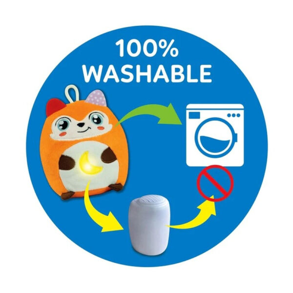 Clementoni - Jucarie vulpe de plus cu lumina de noapte si sunete pentru relaxare si somn linistit - CL17555