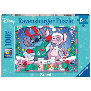 Ravensburger - Puzzle Disney Stitch in spiritul Craciunului 100 piese XXL - RVSPC04030