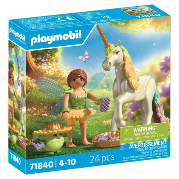 Playmobil - Jucarie de rol Figurina de colectie unicornul Rainbow Flower si zana - PM71840