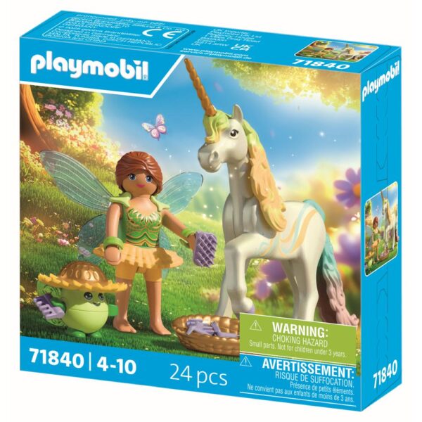 Playmobil - Jucarie de rol Figurina de colectie unicornul Rainbow Flower si zana - PM71840