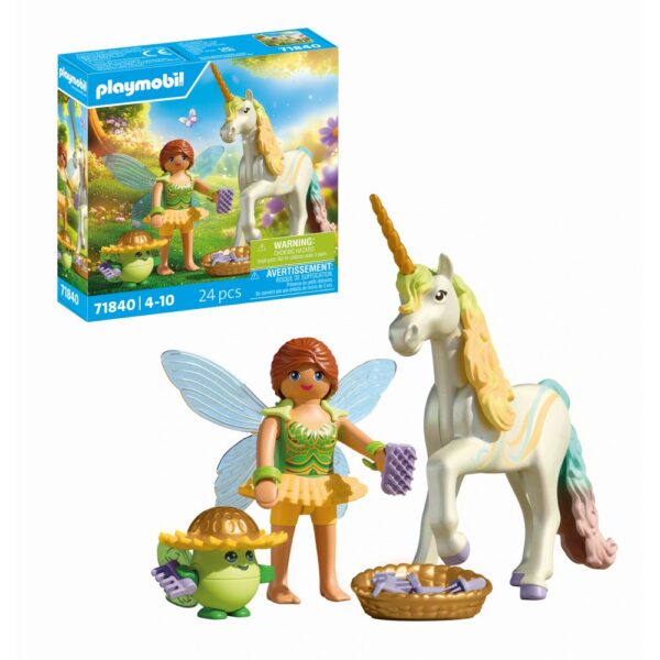 Playmobil - Jucarie de rol Figurina de colectie unicornul Rainbow Flower si zana - PM71840