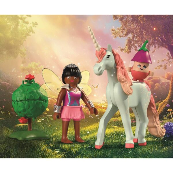Playmobil - Jucarie de rol Figurina de colectie unicornul Sky Rose si zana - PM71841