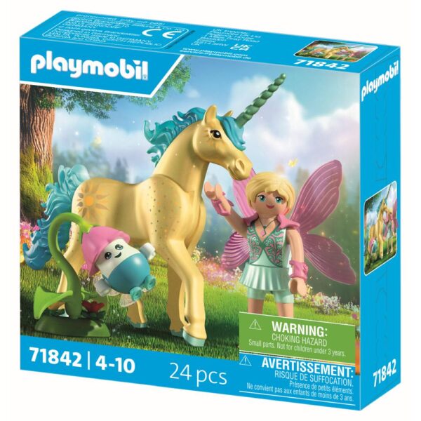 Playmobil - Jucarie de rol Figurina de colectie unicornul Sunshine Blossom si zana - PM71842