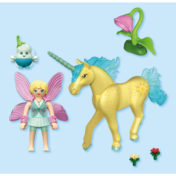 Playmobil - Jucarie de rol Figurina de colectie unicornul Sunshine Blossom si zana - PM71842
