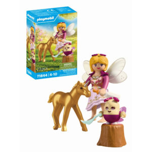 Playmobil - Jucarie de rol Pui de unicorn auriu si zana - PM71844