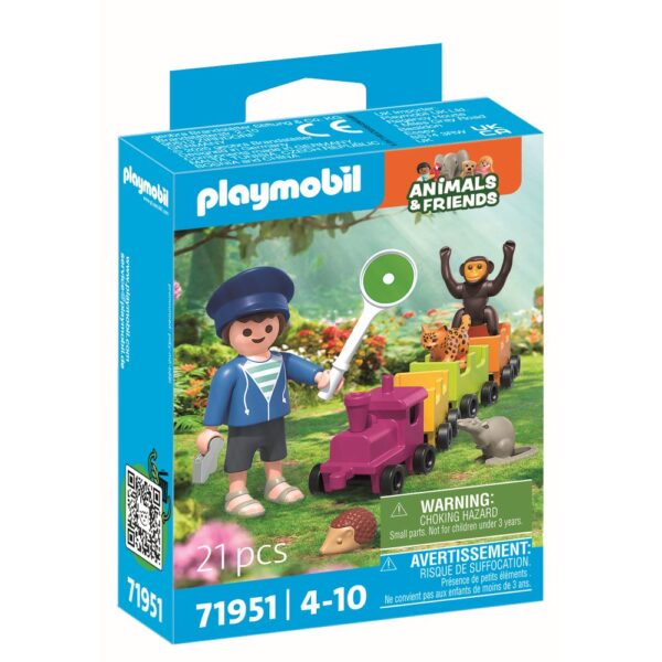 Playmobil - Jucarie de rol Plimbarea animalelor cu locomotiva - PM71951