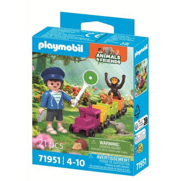 Playmobil - Jucarie de rol Plimbarea animalelor cu locomotiva - PM71951