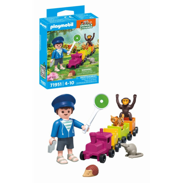 Playmobil - Jucarie de rol Plimbarea animalelor cu locomotiva - PM71951