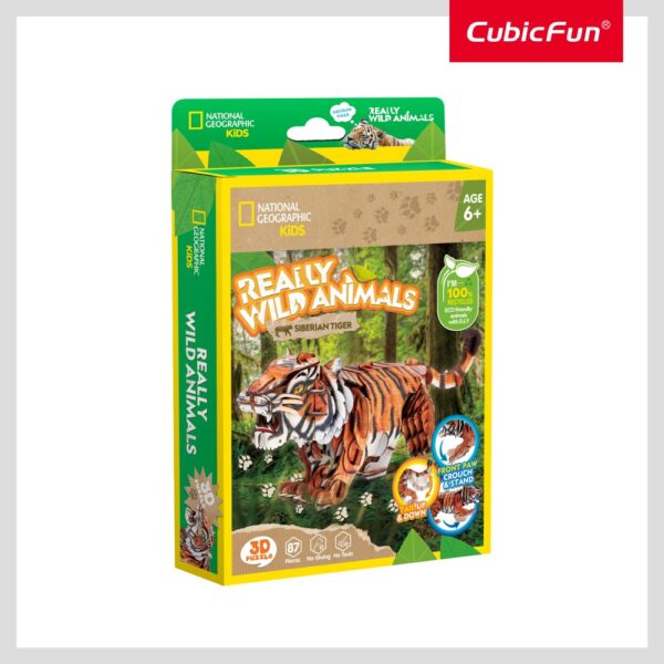 Cubic Fun - National Geographic Animale Salbatice Puzzle 3D Tigru Siberian 87 piese - CUDS1071h