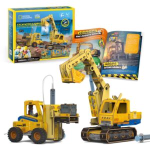 Cubic Fun - Joc Educativ STEM National Geographic puzzle 3D Excavator si Stivuitor - CUDS1131h