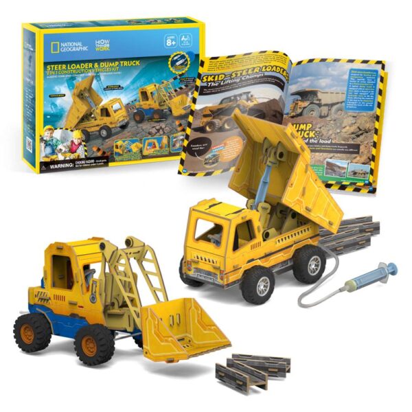 Cubic Fun - Joc Educativ STEM National Geographic puzzle 3D Mini incarcator si Basculanta - CUDS1132h