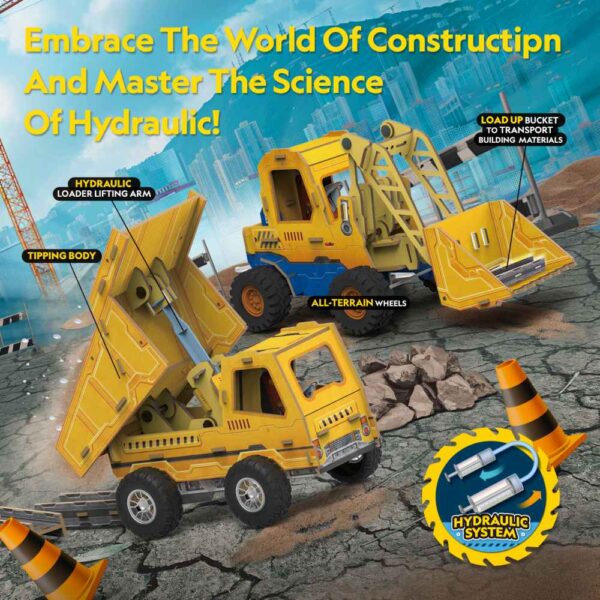 Cubic Fun - Joc Educativ STEM National Geographic puzzle 3D Mini incarcator si Basculanta - CUDS1132h