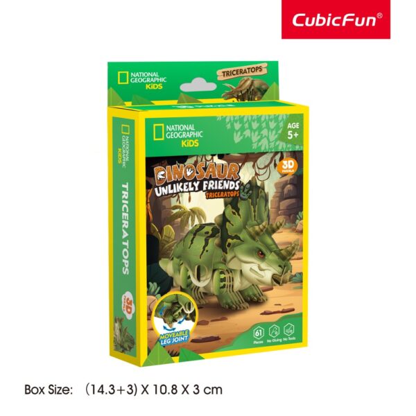 Cubic Fun - National Geographic Dinozauri Puzzle 3D Triceratops 61 piese - CUDS1168h