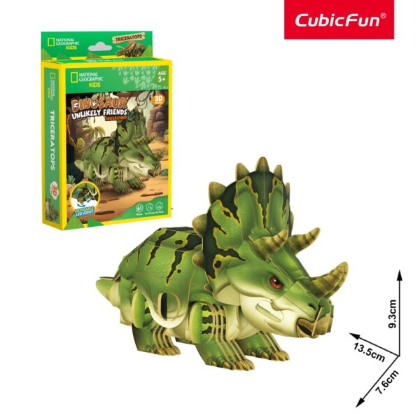 Cubic Fun - National Geographic Dinozauri Puzzle 3D Triceratops 61 piese - CUDS1168h