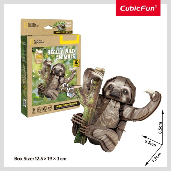 Cubic Fun - National Geographic Animale Salbatice Puzzle 3D Lenes cu trei degete 52 piese - CUDS1175h
