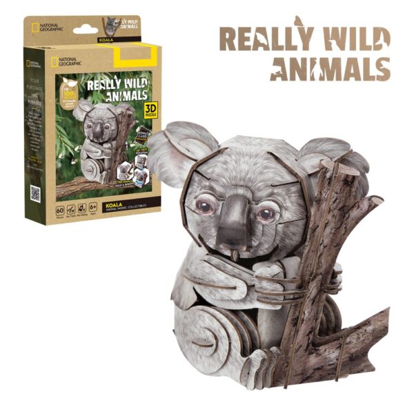 Cubic Fun - National Geographic Animale Salbatice Puzzle 3D Koala 60 piese - CUDS1176h