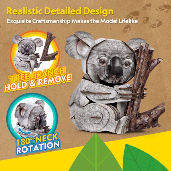 Cubic Fun - National Geographic Animale Salbatice Puzzle 3D Koala 60 piese - CUDS1176h