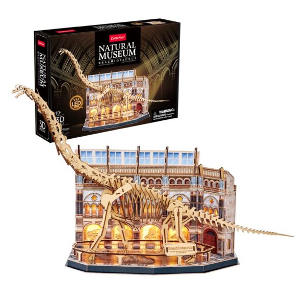 Cubic Fun - Puzzle 3D cu LED muzeul natural Brachiosaurus 217 piese - CUL544h