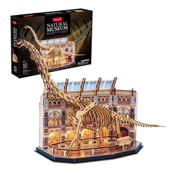 Cubic Fun - Puzzle 3D cu LED muzeul natural Brachiosaurus 217 piese - CUL544h