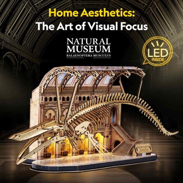 Cubic Fun - Puzzle 3D cu LED muzeul natural Balena albastra 223 piese - CUL545h