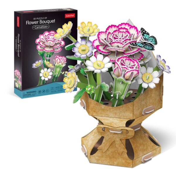Cubic Fun - Buchet de flori 3D Garoafa 134 piese - CUW3300h