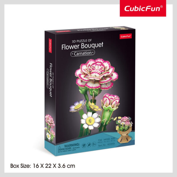 Cubic Fun - Buchet de flori 3D Garoafa 134 piese - CUW3300h