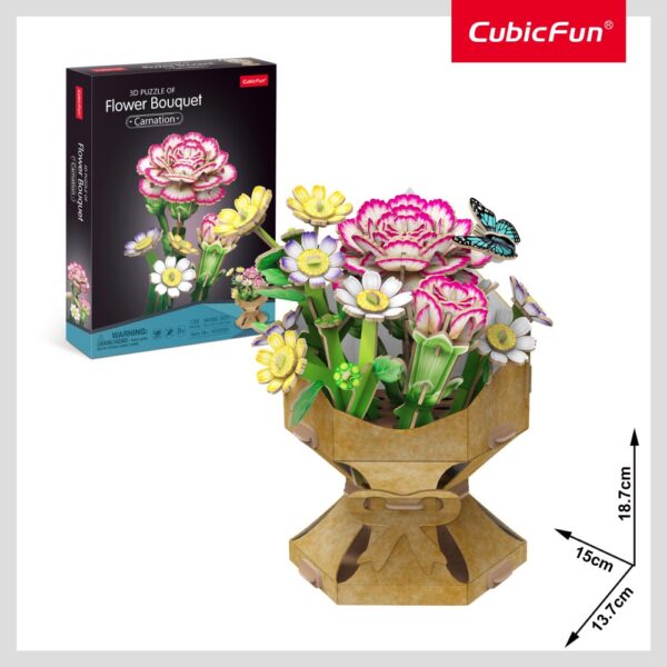 Cubic Fun - Buchet de flori 3D Garoafa 134 piese - CUW3300h