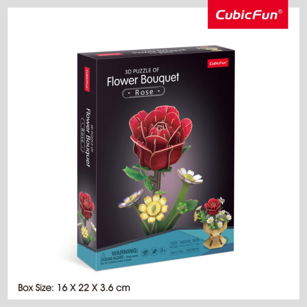 Cubic Fun - Buchet de flori 3D Trandafir 120 piese - CUW3301h