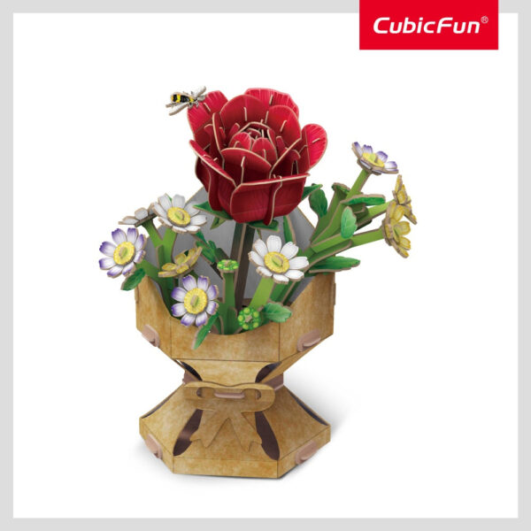 Cubic Fun - Buchet de flori 3D Trandafir 120 piese - CUW3301h