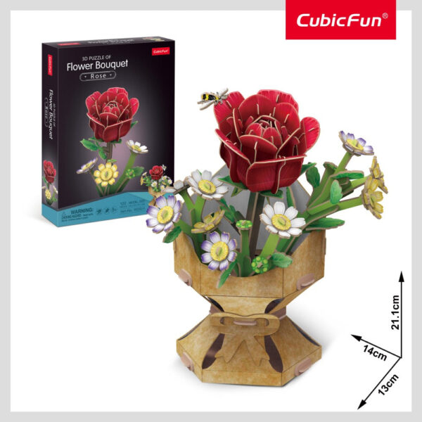 Cubic Fun - Buchet de flori 3D Trandafir 120 piese - CUW3301h