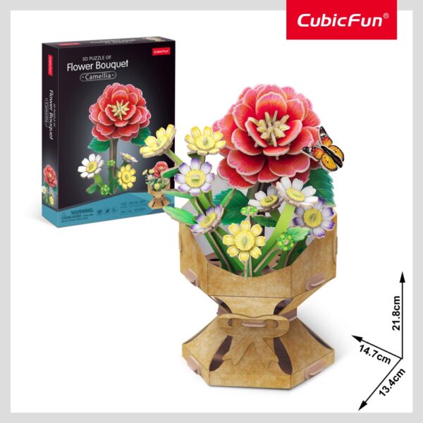Cubic Fun - Buchet de flori 3D Camelie 109 piese - CUW3302h