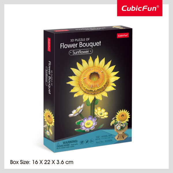 W3303hbox Cubic Fun - Buchet de flori 3D Floarea Soarelui 102 piese - CUW3303h