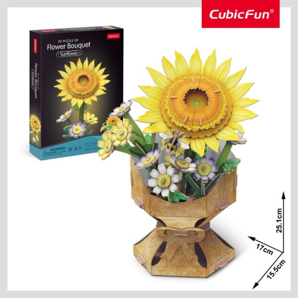 W3303hproduct_box Cubic Fun - Buchet de flori 3D Floarea Soarelui 102 piese - CUW3303h