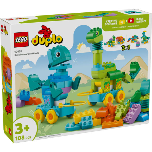 LEGO DUPLO - Dinozauri pe roţi 3 în 1 10451, 108 piese
