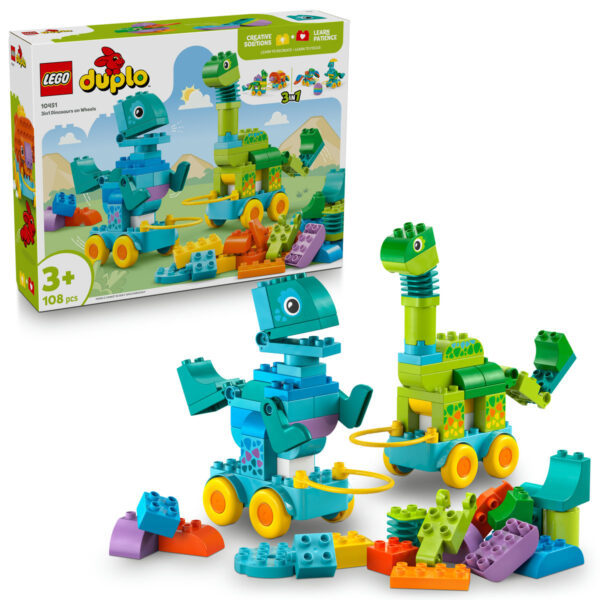 LEGO DUPLO - Dinozauri pe roţi 3 în 1 10451, 108 piese