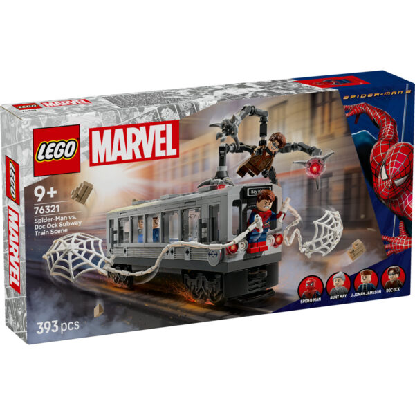 76321-lego-super-heroes-1 LEGO Marvel Super Heroes - Lupta de pe acoperisul trenului dintre Omul-Paianjen si Doc Ock 76321, 393 piese